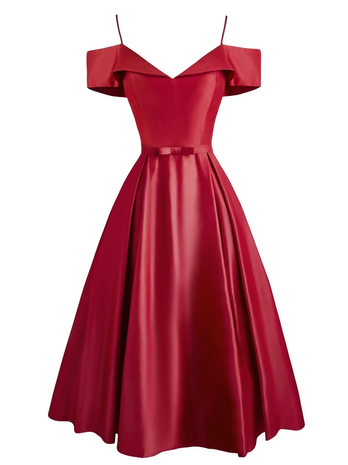 1950s Cold Shoulder Belted Dress