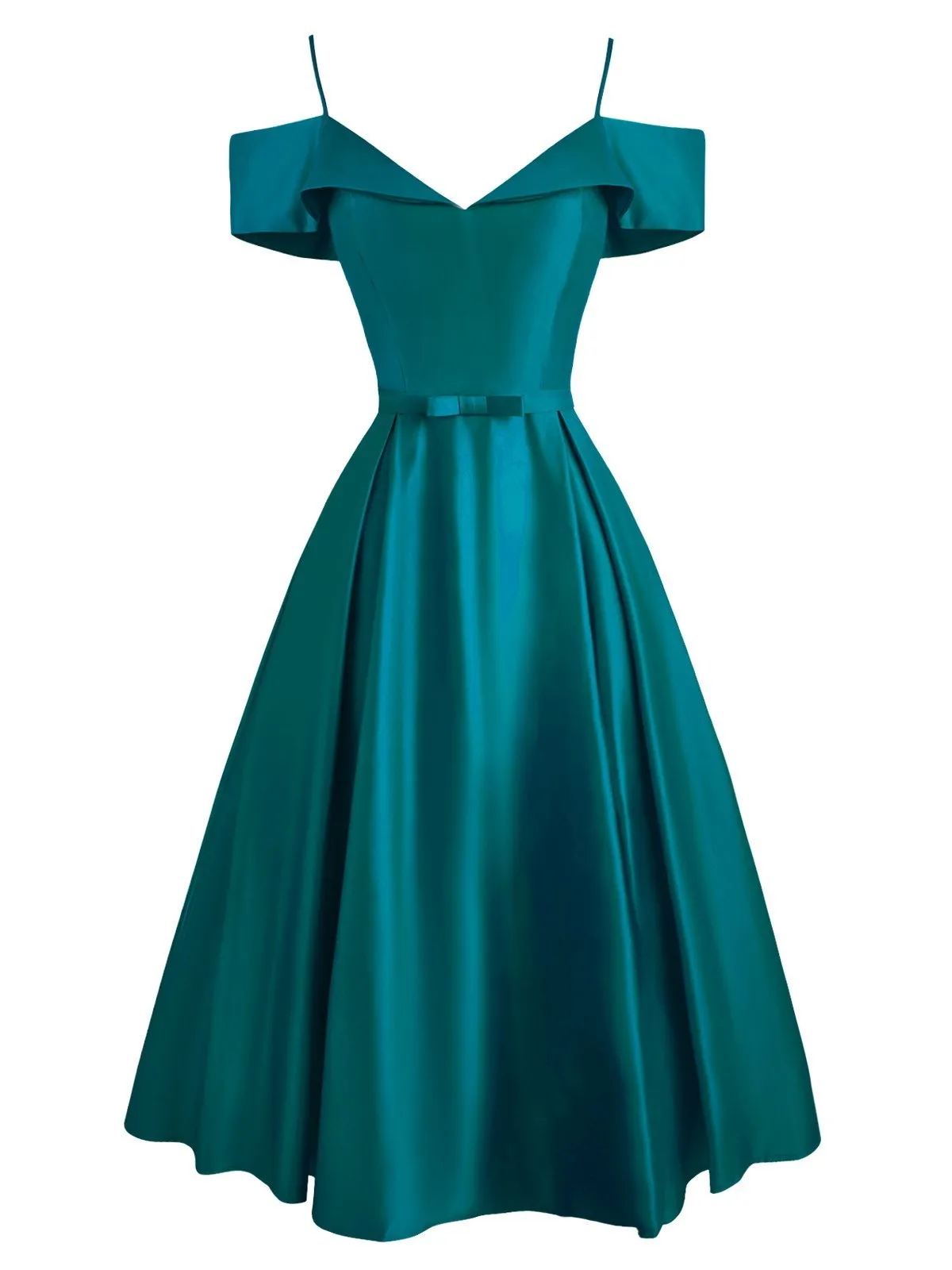 1950s Cold Shoulder Belted Dress