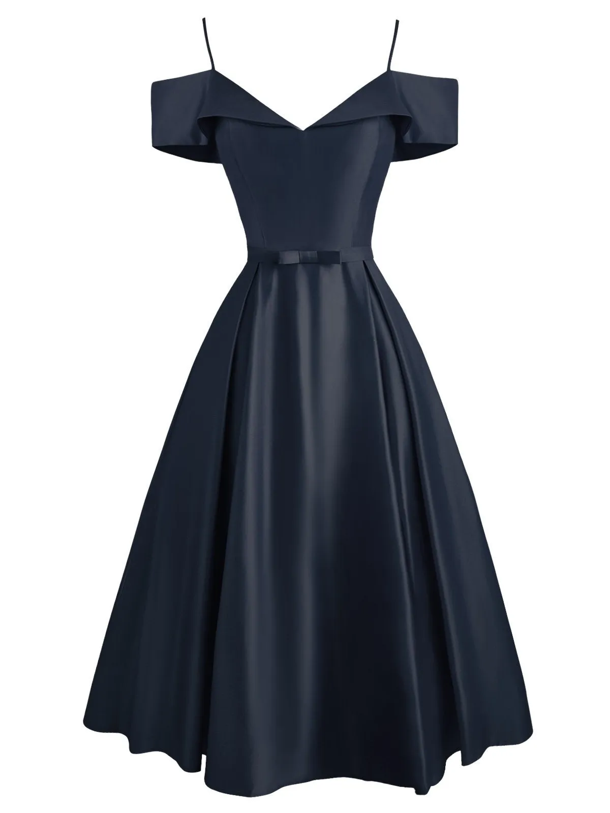 1950s Cold Shoulder Belted Dress