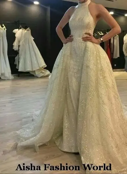 Aisha Fashion World Bridal 2 in 1 Stunning Wedding Dress in Qatar