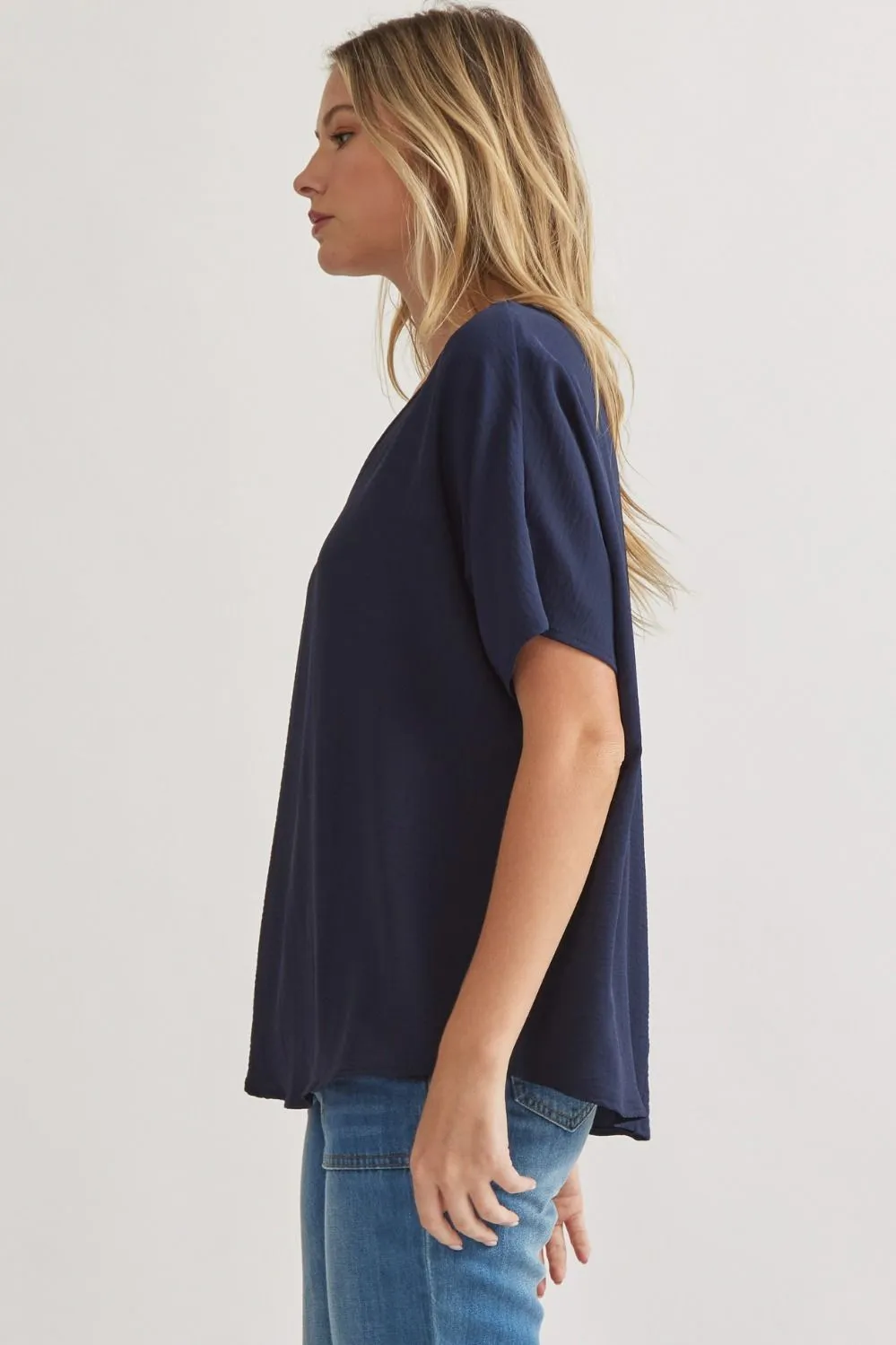 Blissful Basics V-Neck Top - Navy *Regular & Curvy*