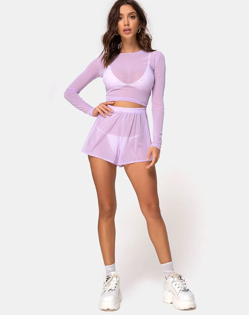 Bonnie Crop Top in Net Lilac