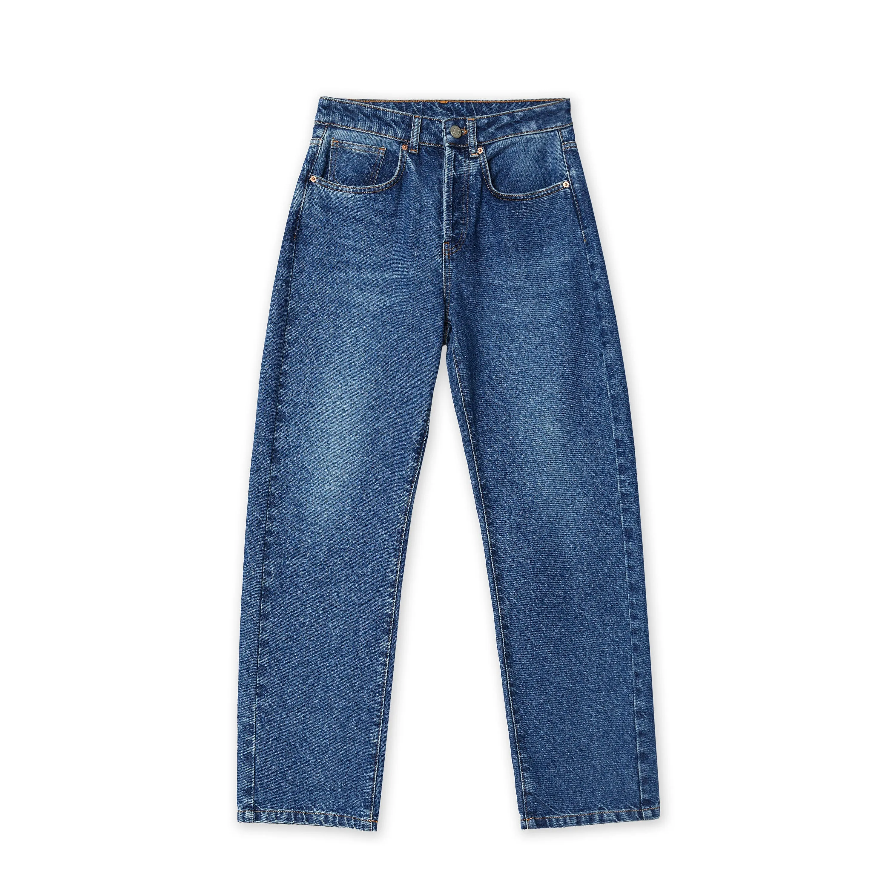 Boyfriend Jeans in Indigo with Zip Fly by Albaray