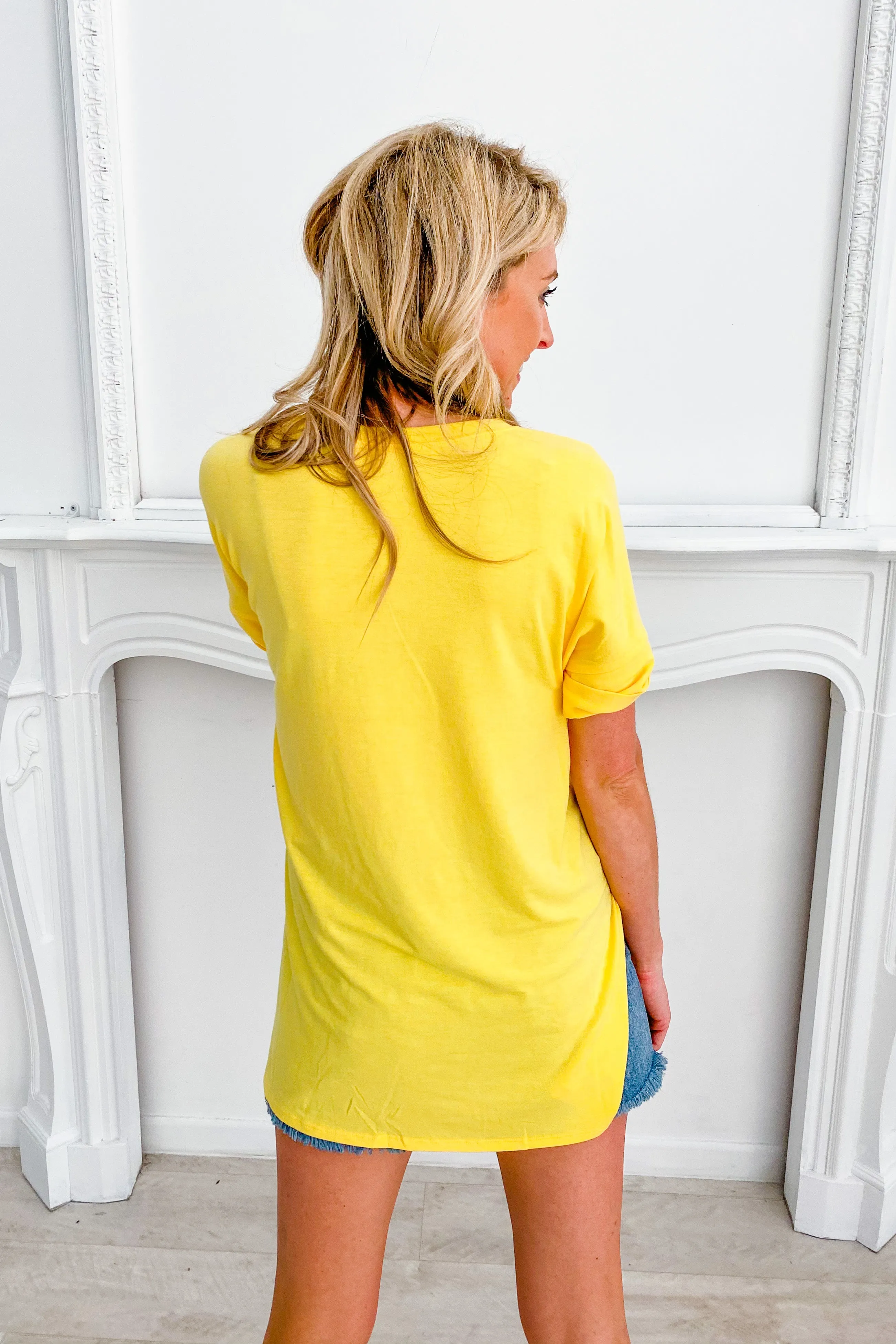 Buttery Dreams Yellow Rolled Sleeve Top | S-XL