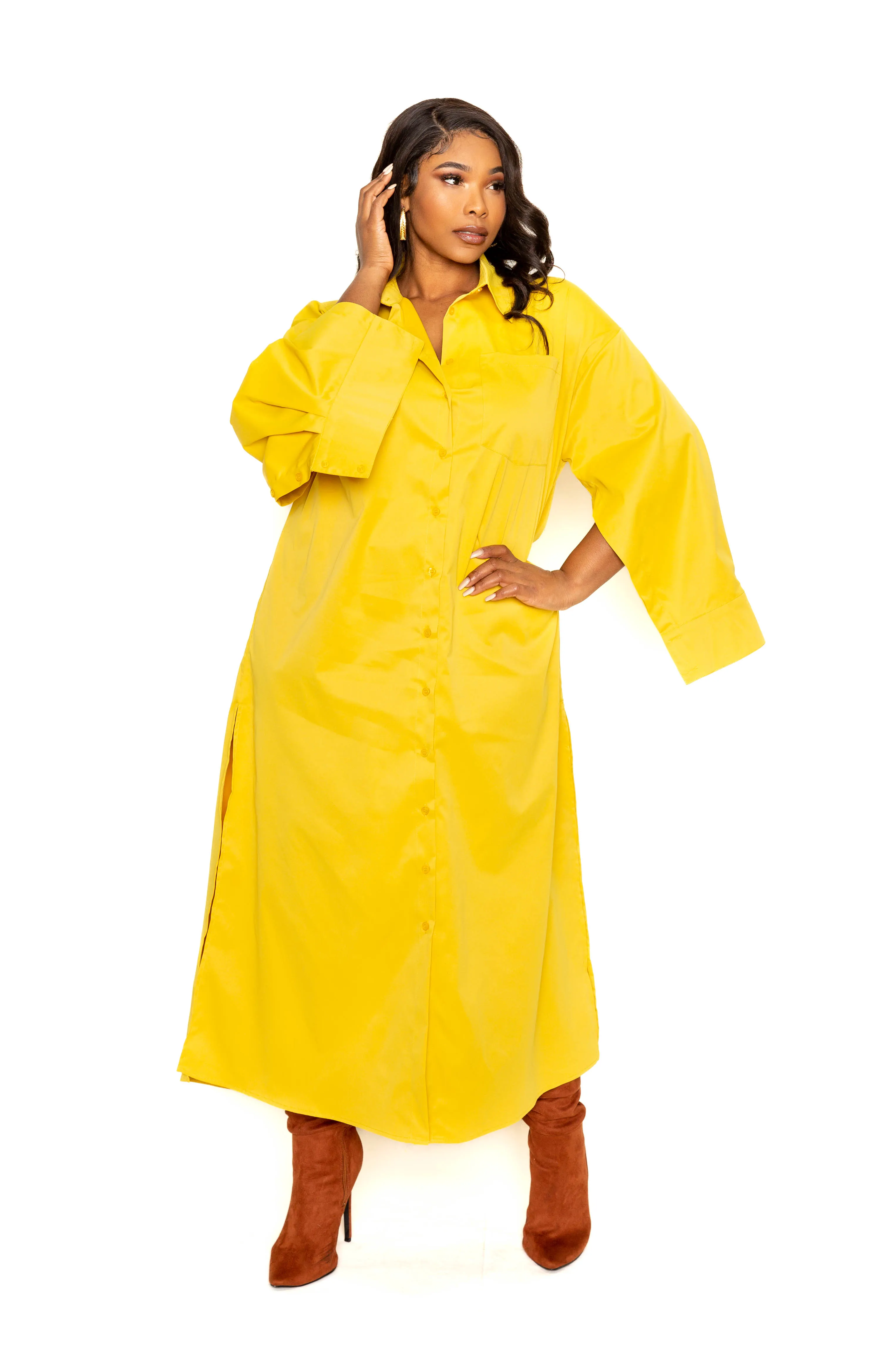 Cape Sleeve Shirt Dress Voluptuous ( ) Plus Size- 2 colors - Ships from The US