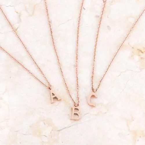 Elaina Rose Gold Stainless Steel P Initial Necklace