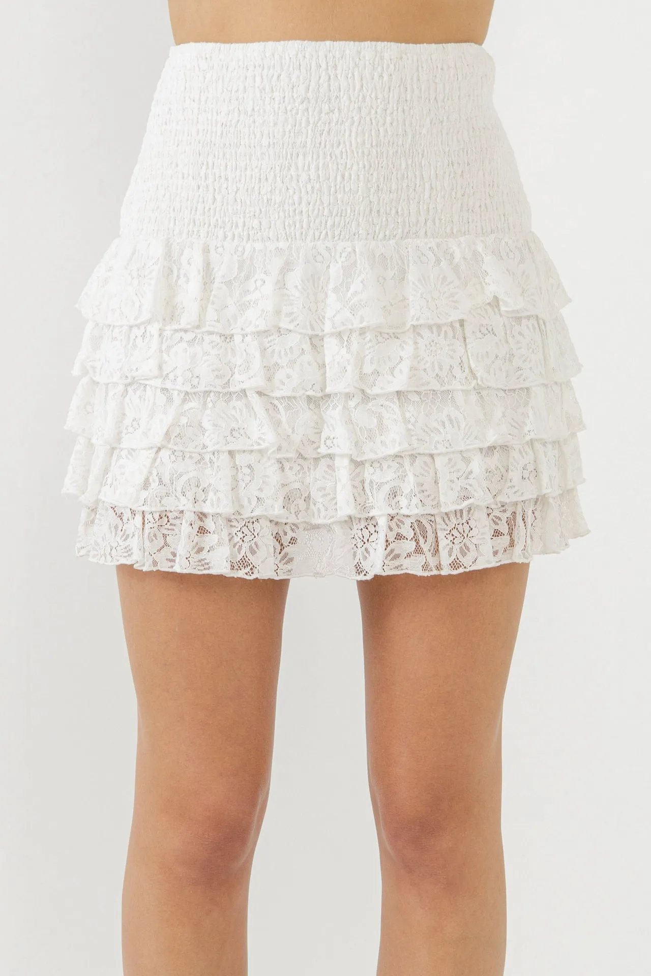 Endless Rose - Ruffled Lace Mini Smocked Skirt