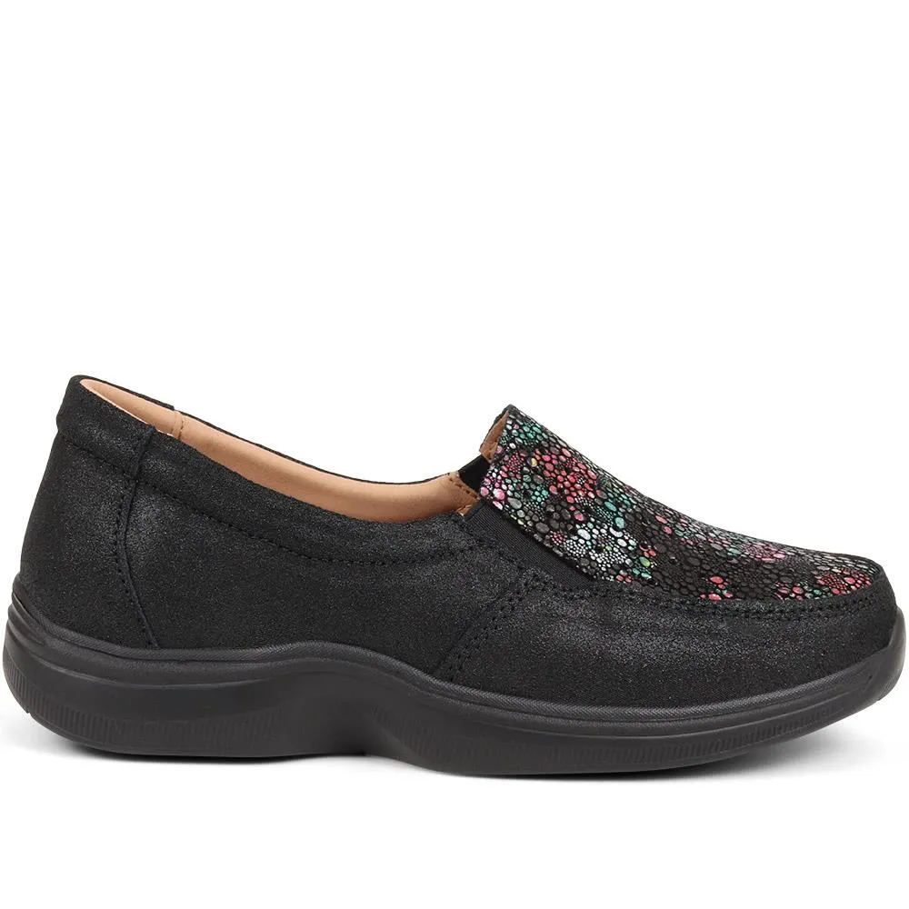 Extra Wide Fit Leather Slip-On Shoes - CORETTE / 324 048