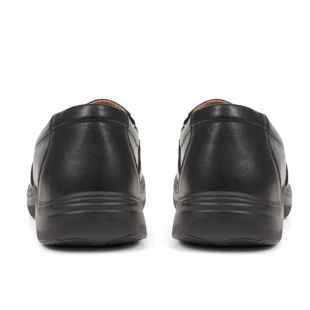 Extra Wide Fit Leather Slip-On Shoes - CORETTE / 324 048