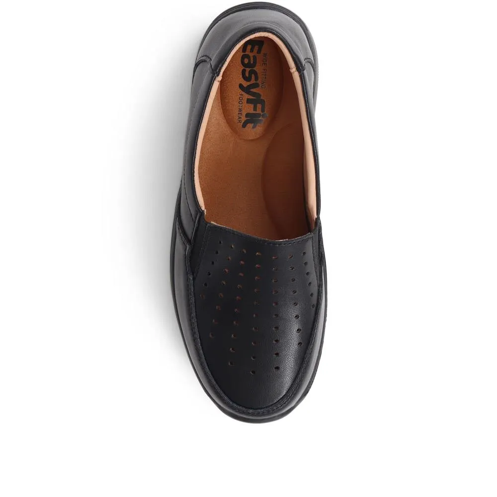 Extra Wide Fit Leather Slip-On Shoes - CORETTE / 324 048