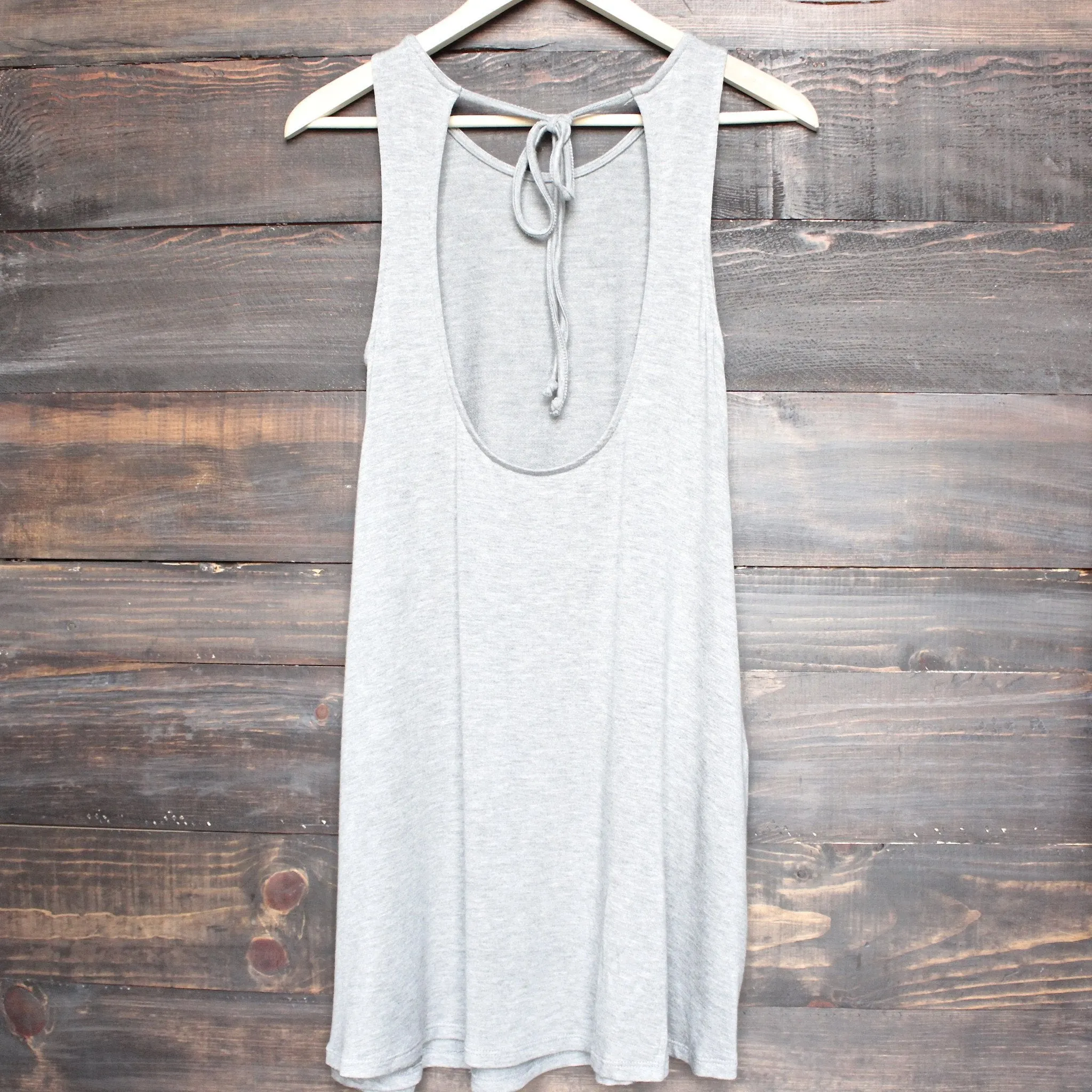 Final Sale - BSIC - Solid Jersey Open Back Swing Dress with Pockets - Grey