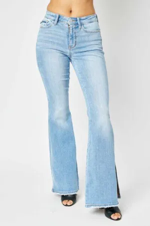 Full Size Mid Rise Raw Hem Jeans