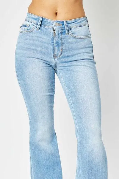 Full Size Mid Rise Raw Hem Jeans