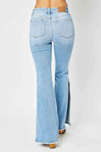 Full Size Mid Rise Raw Hem Jeans