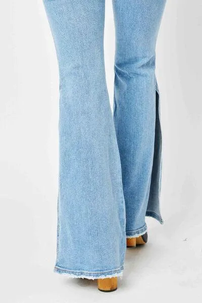 Full Size Mid Rise Raw Hem Jeans