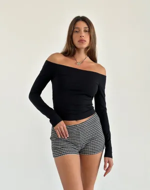 Gelbiya Long Sleeve Open Back Top in Black