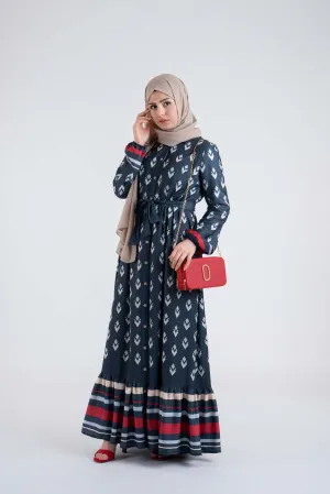 Geometric print shirt dress-Muslim Fashion