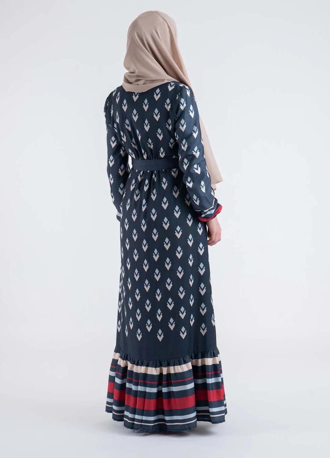 Geometric print shirt dress-Muslim Fashion