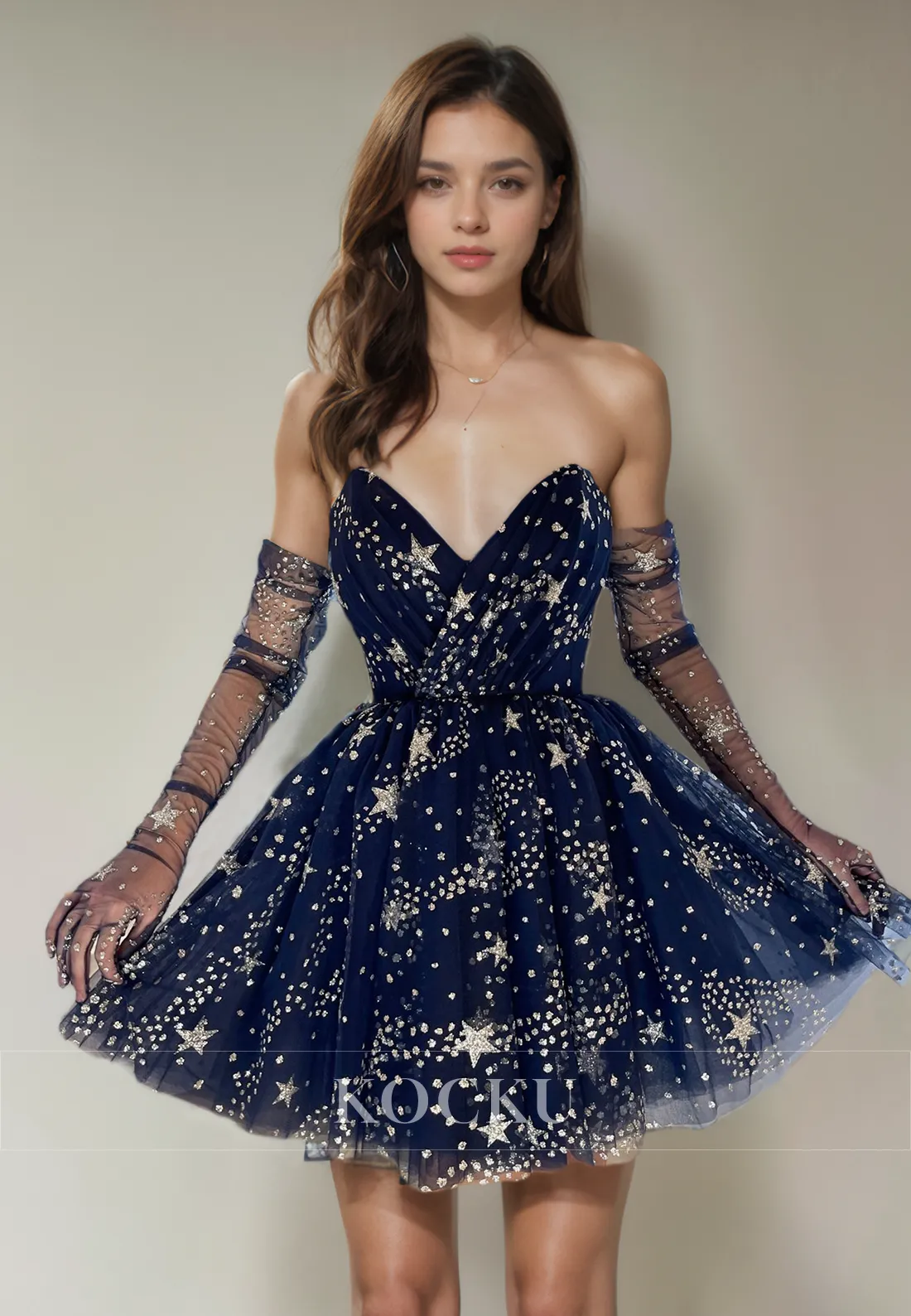 Gorgeous & Charming V-Neck Sleeveless A-Line Sparkly Tulle Party Homecoming Dress