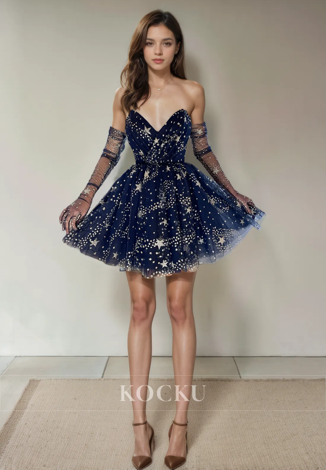 Gorgeous & Charming V-Neck Sleeveless A-Line Sparkly Tulle Party Homecoming Dress