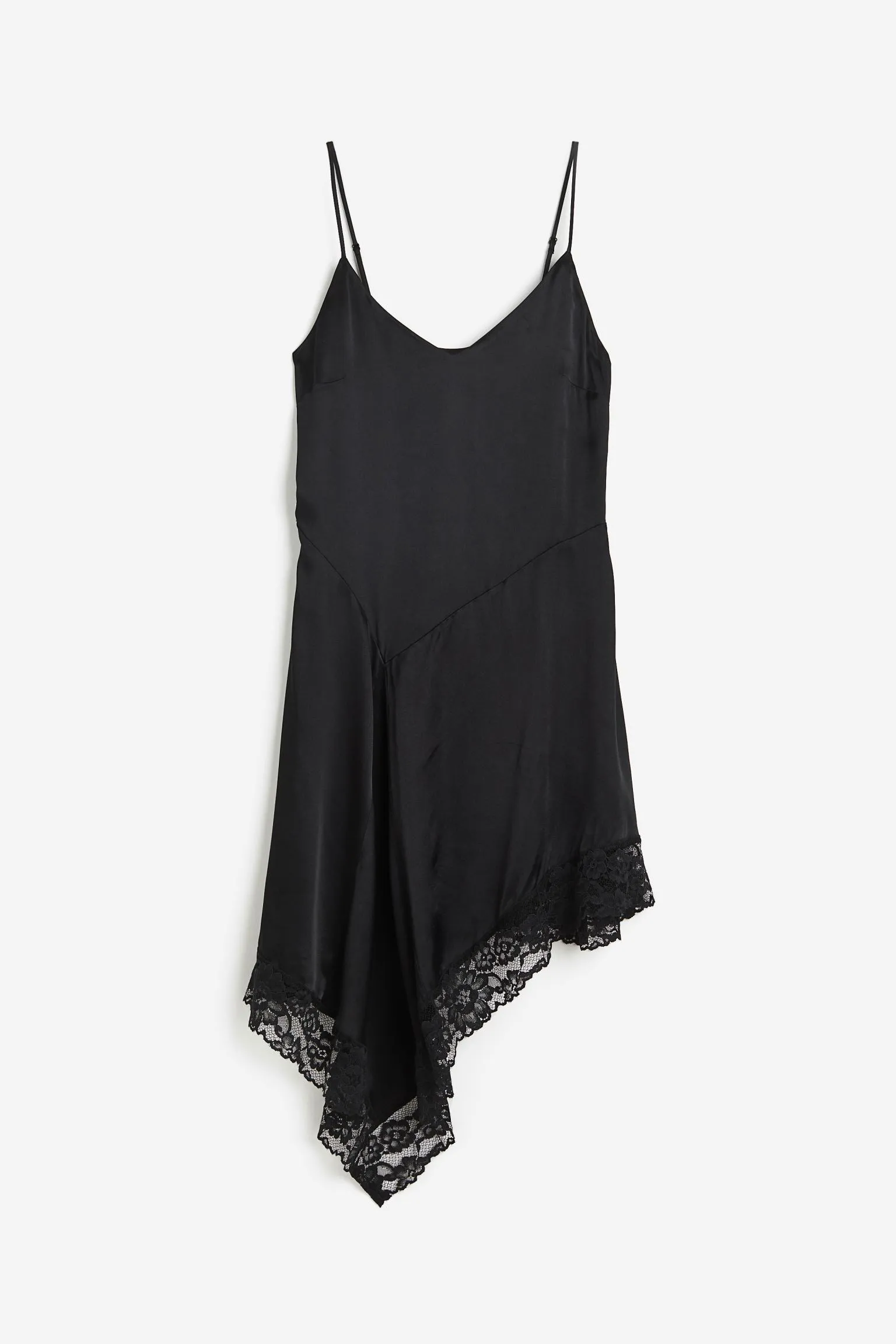 H&M Satin With Lace Dress, black