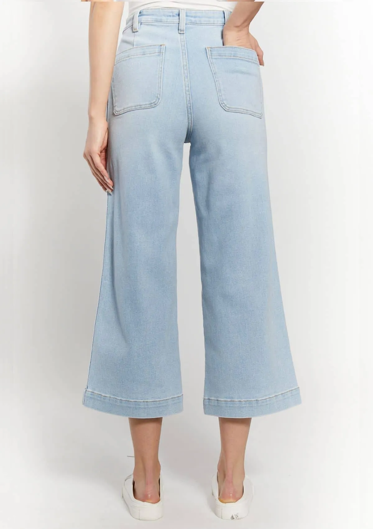 High-Rise Wide Leg Crop Jean - Powder Light Wash