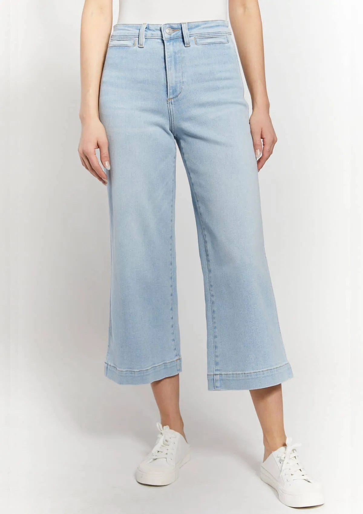 High-Rise Wide Leg Crop Jean - Powder Light Wash