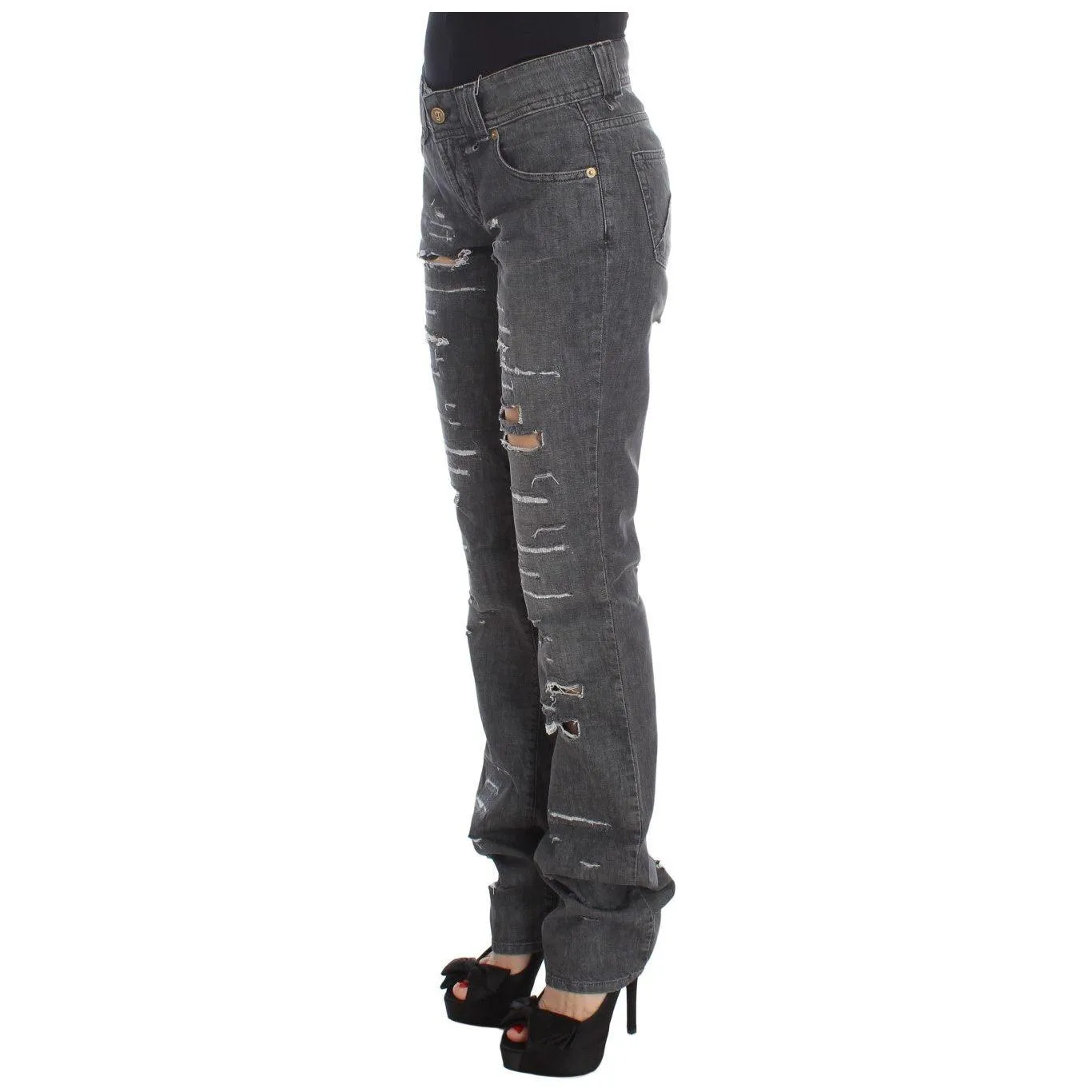 John Galliano Chic Gray Wash Straight Fit Jeans