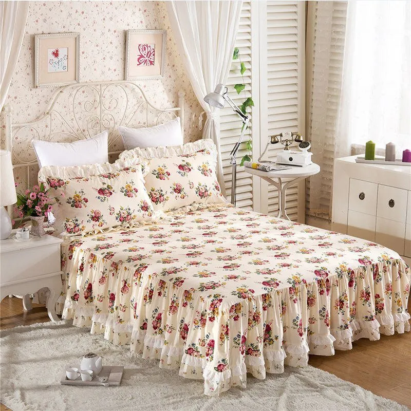 Luxurious Bed Skirt Set - 100% Cotton with Pillowcases