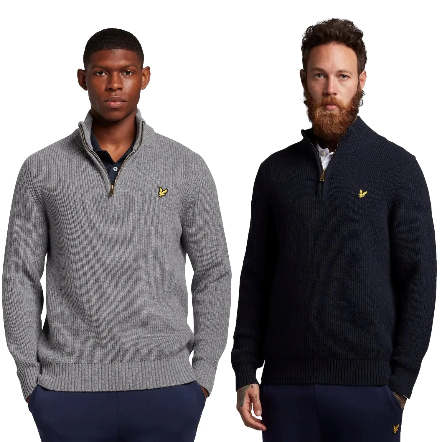 Lyle & Scott Mens Premium Ribbed Quarter-Zip Jumper for Stylish Comfort