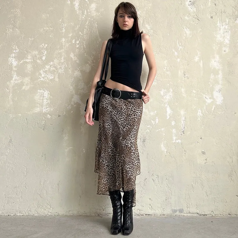 Mahathi Leopard Print Midi Skirt