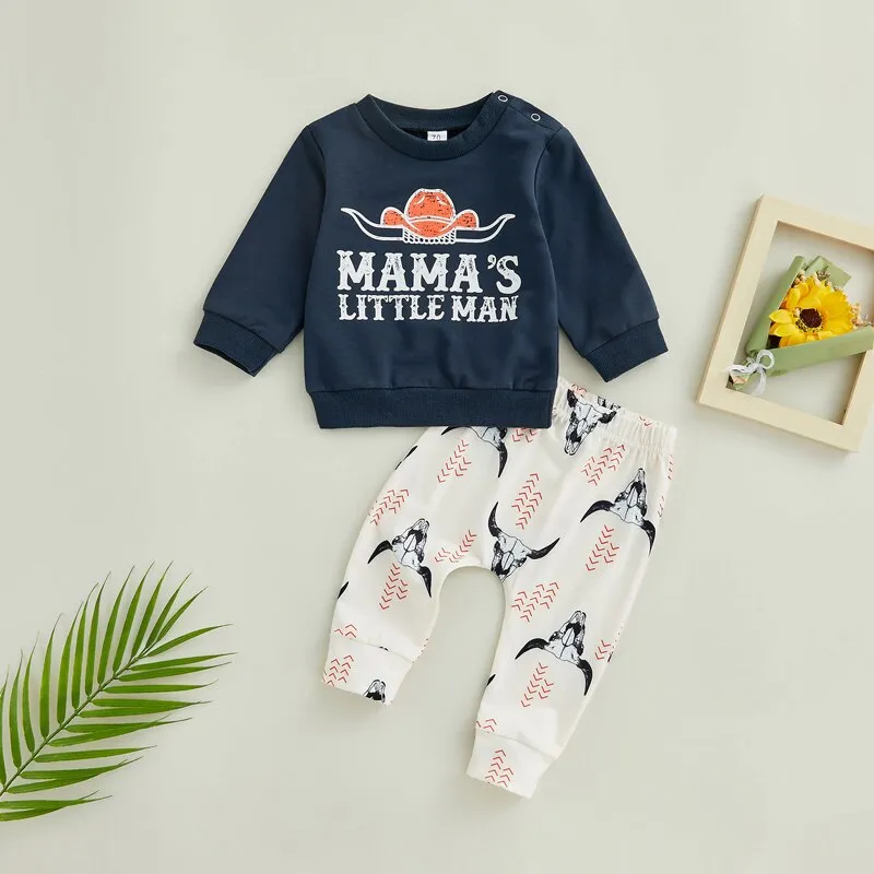 Mamas Boy Urban Toddler - Rams Head Long Sleeve Sweatshirt Tops Pant Set