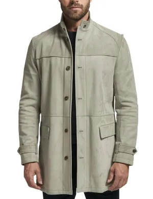 Men's Light Gray Suede Raven Coat