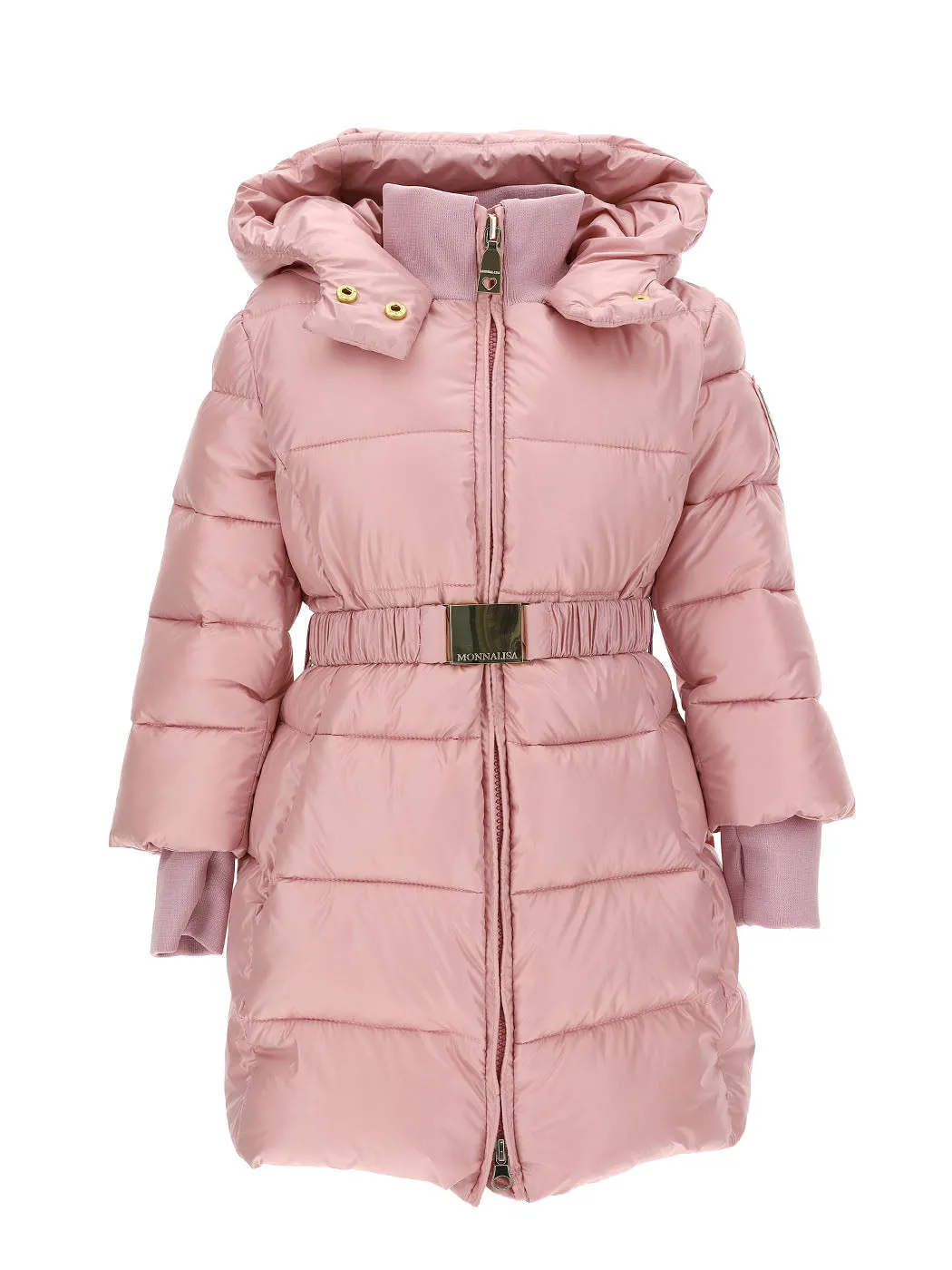 MONNALISA Technical down pink jacket with bow