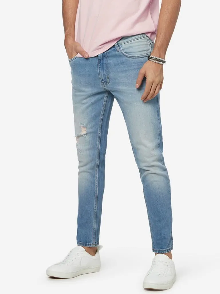 Nuon Blue Distressed Carrot Fit Rodeo Jeans