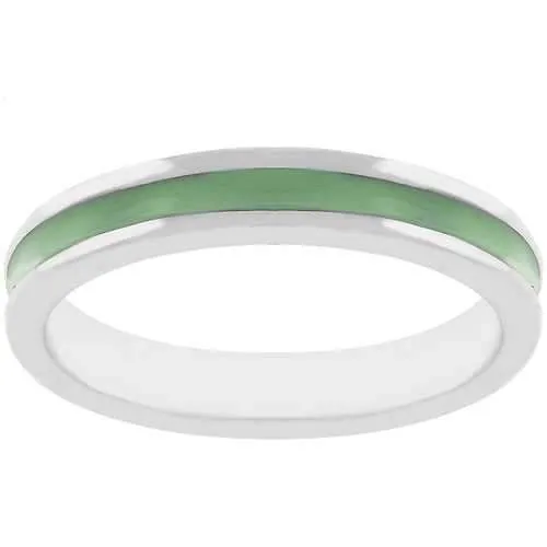 Olive Green Enamel Eternity Ring