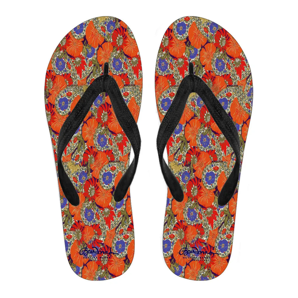 Orange Paisley Flip Flops