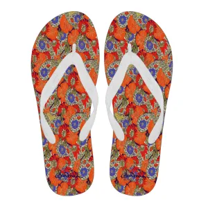 Orange Paisley Flip Flops