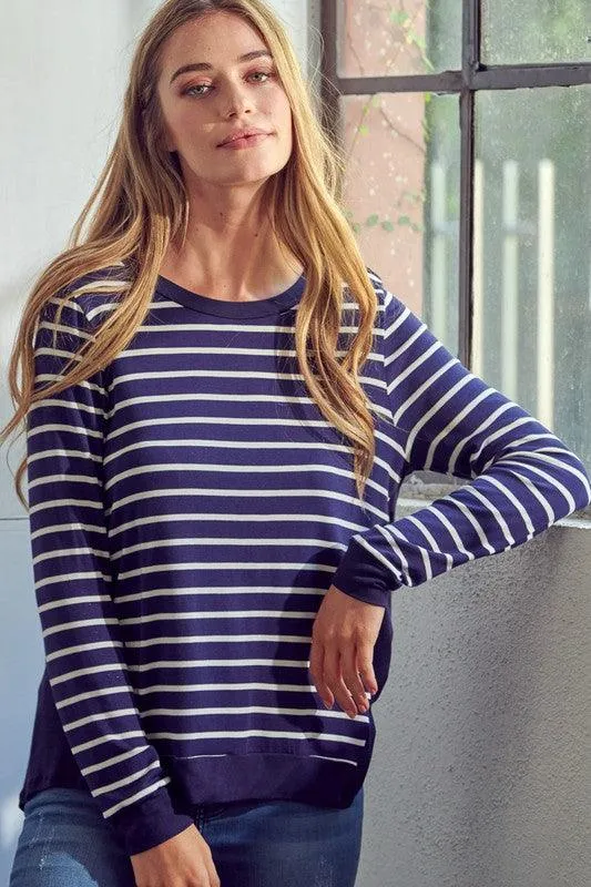 Plus Size Relaxed Fit Striped Top