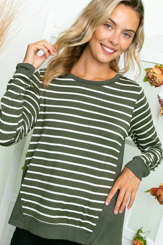 Plus Size Relaxed Fit Striped Top