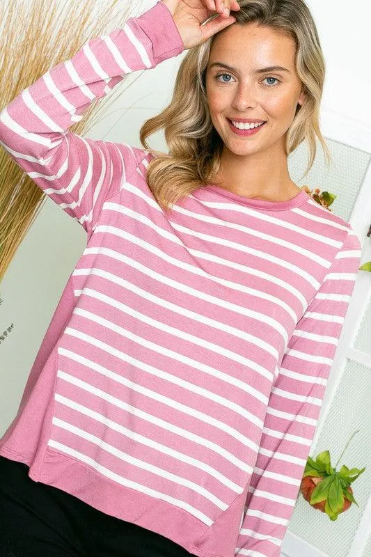 Plus Size Relaxed Fit Striped Top