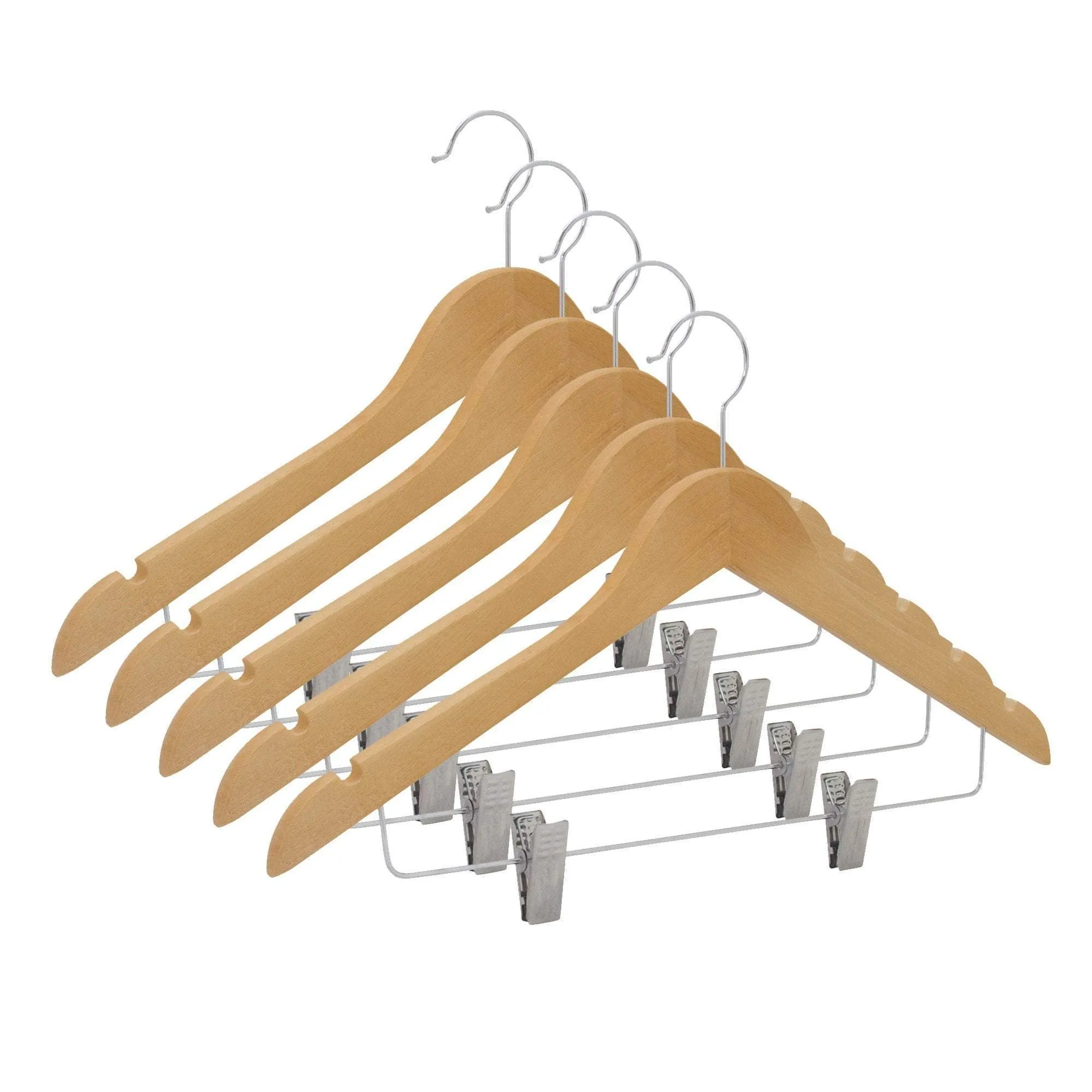 Premium Wood Suit/Skirt Hangers with Clips