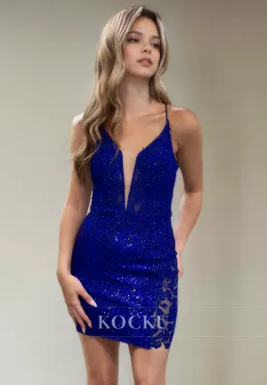 Sexy & Morden Spaghetti Straps V-Neck Sparkly Appliques Party Homecoming Dress