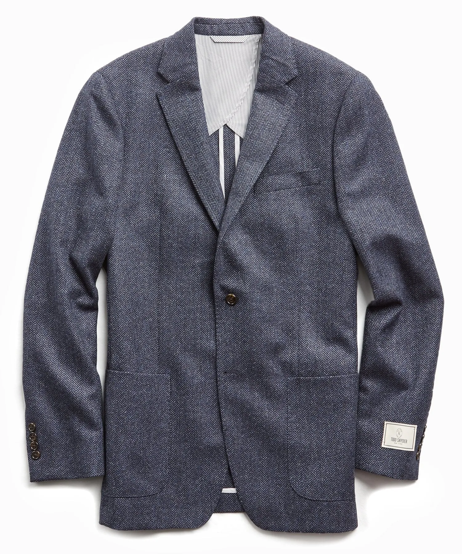 Sutton Lambswool/Cashmere Herringbone Sport Coat in Navy