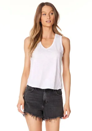 V-Neck Seam Detail Tank - White