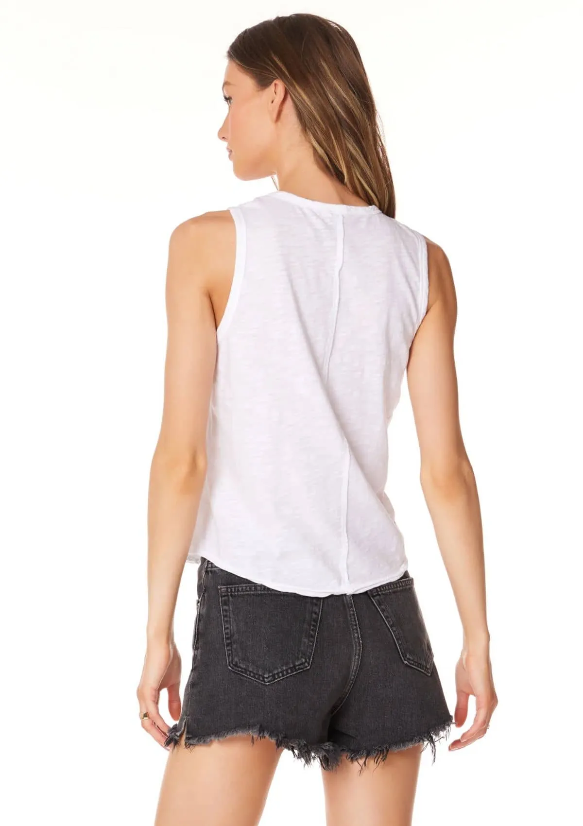 V-Neck Seam Detail Tank - White