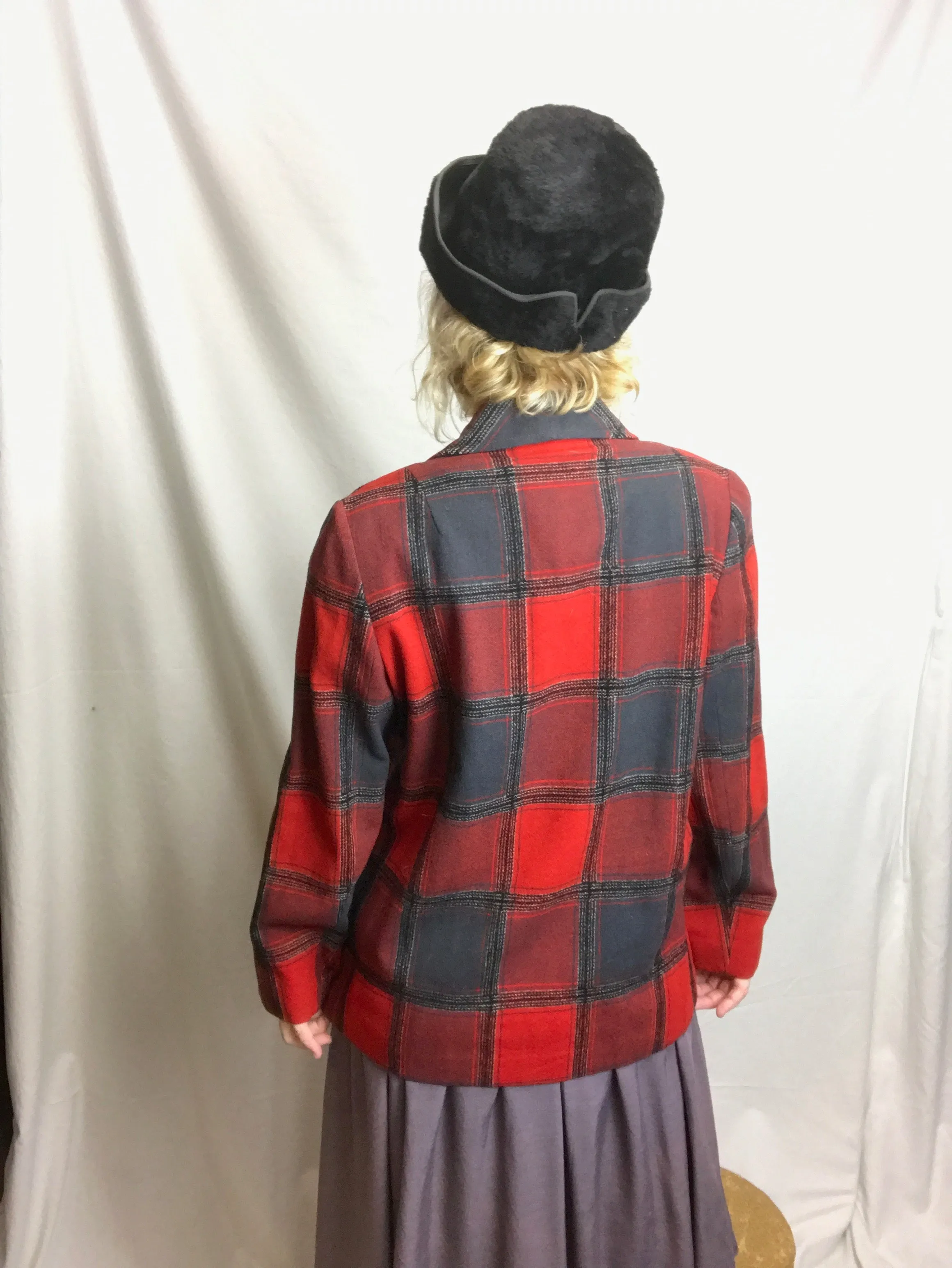 Vintage Pendleton Red Plaid Tartan Jacket 1940's Style | Size 12