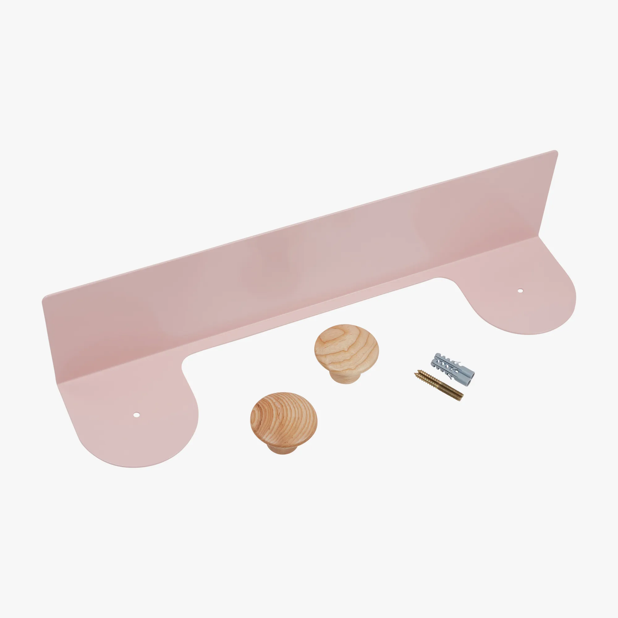 Wall Shelf with Double Dots Hooks (Baby Pink)